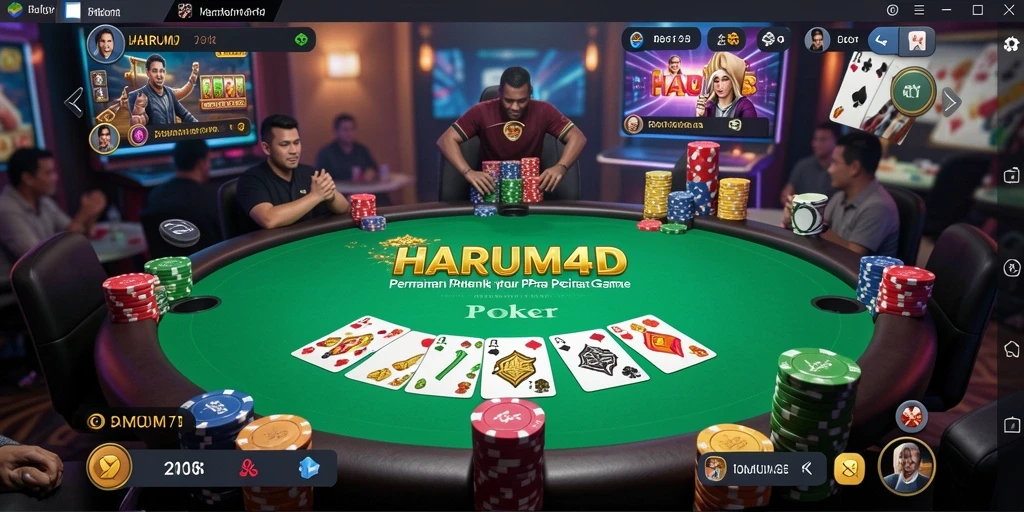 Antarmuka permainan poker yang menarik dan mudah digunakan.