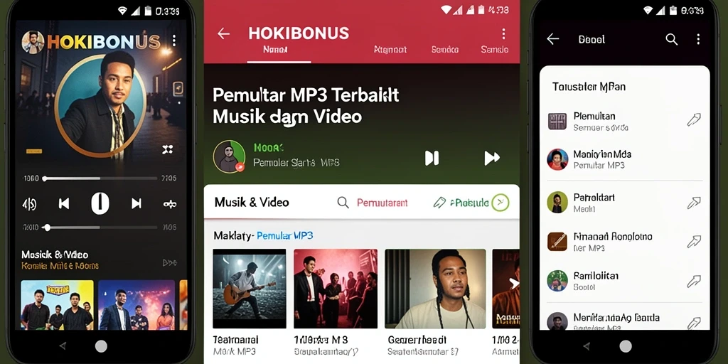 Antarmuka HOKIBONUS yang modern dan user-friendly untuk Pemutar MP3.