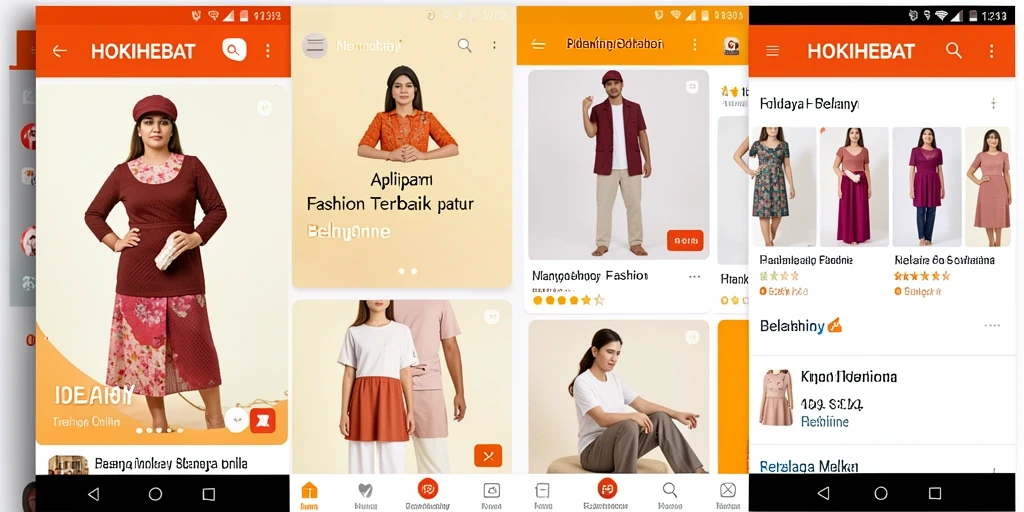Antarmuka pengguna HOKIHEBAT yang menarik untuk belanja fashion.