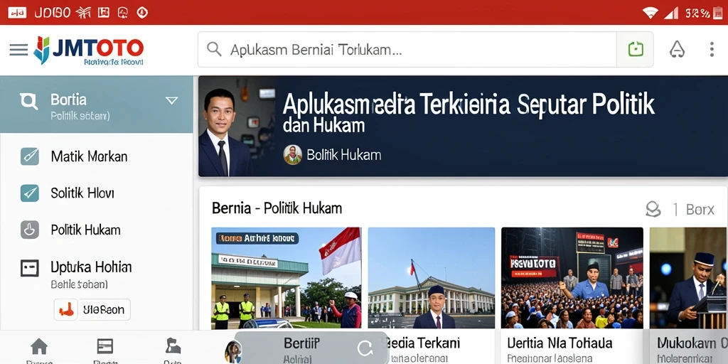 Antarmuka JMTOTO menampilkan berita politik dan hukum yang informatif.
