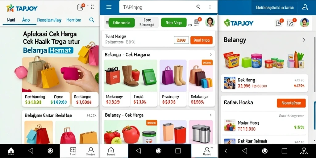 Tampilan antarmuka aplikasi TAPJOY yang menampilkan fungsi Cek Harga.