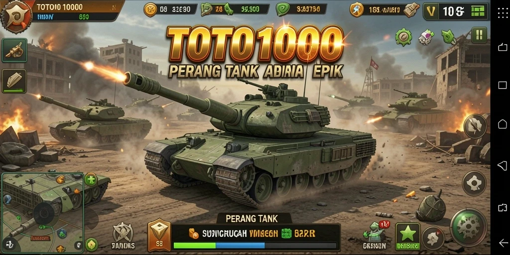 Tampilan antarmuka TOTO1000 yang menarik dan fungsional saat perang tank.